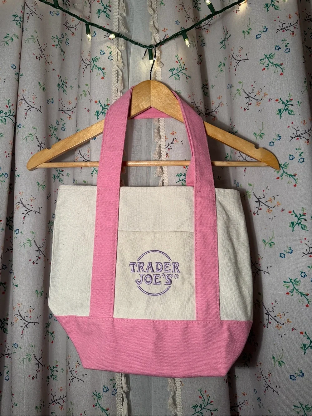 Trader Joe’s Pink & Cream Canvas Tote Bag